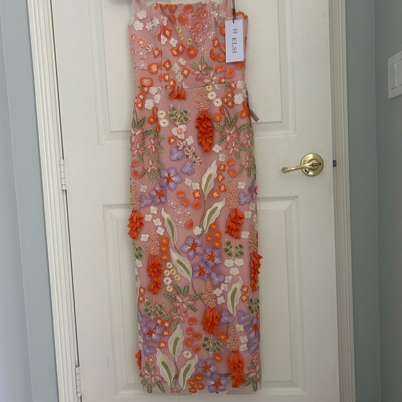 HELSI Gemma Floral Embroidered Midi Dress - Orange and Pink. NWT. - Picture 12 of 13